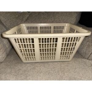 VTG 90s Rubbermaid Laundry Basket 2965 Rectangle‎ Cream Ivory